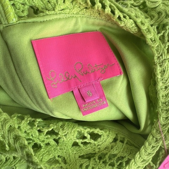 NEW $298 Lilly Pulitzer Siesta Shift Dress Matcha Green Knit Battenburg Lace Sz6 - Picture 7 of 12